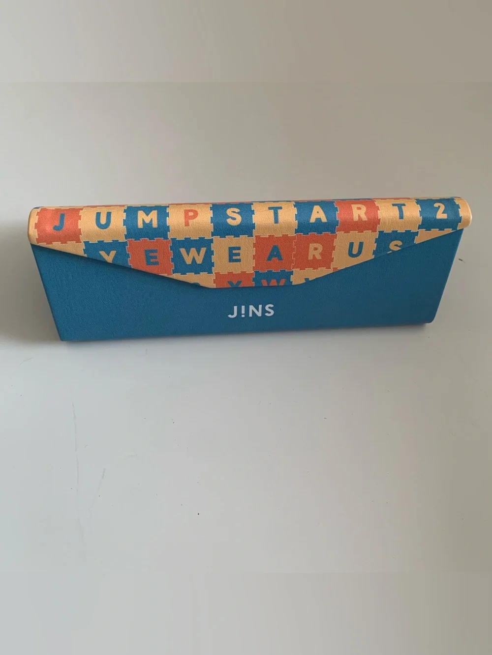 JINS Foldable Eyeglasses Case Blue Yellow Orange